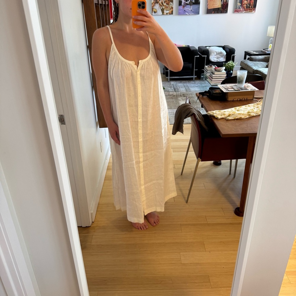 Doen White Linen Maxi Slip Dress